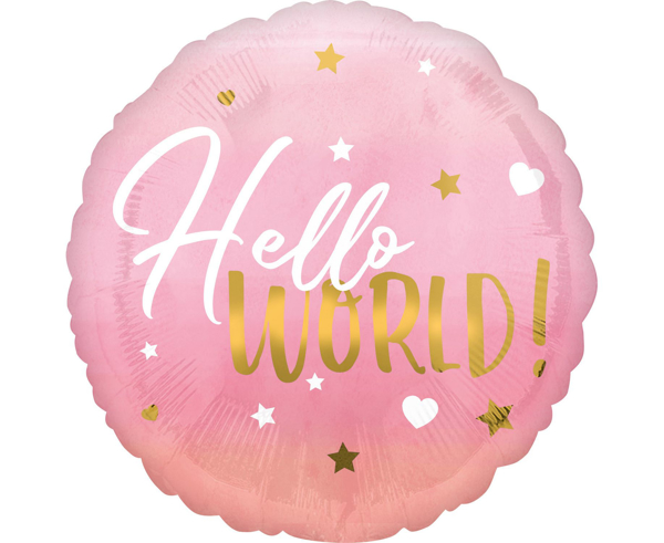 Picture of Foil balloon  Hello world pink