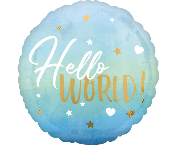 Μπαλόνι foil Hello world γαλάζιο
