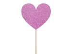 Διακοσμητικά sticks για cupcakes - Γκλίτερ καρδιές σε  μοβ