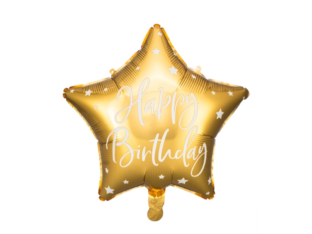 Μπαλόνι foil αστέρι - Χρυσό happy birthday