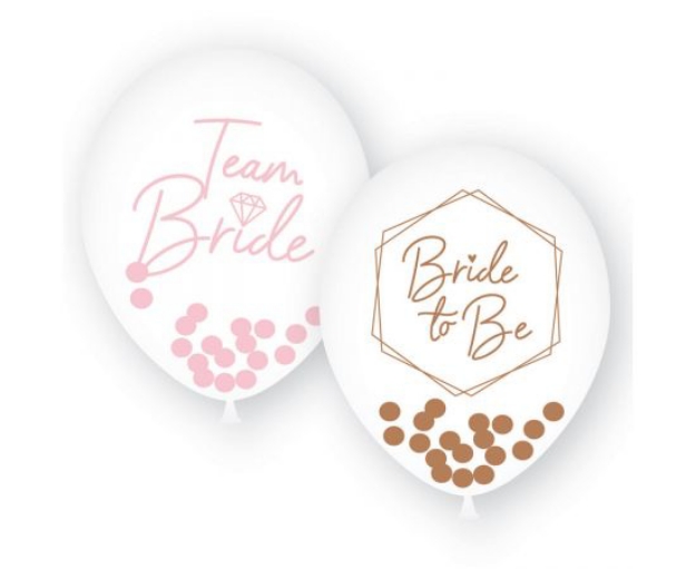 Μπαλόνια με κομφετί - Bride to be και Team bride (6τμχ)