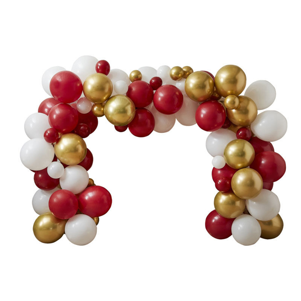 Picture of Balloon garland -  Red, white and gold