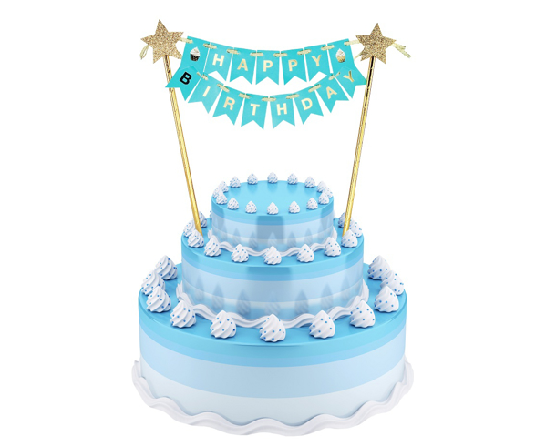 Διακοσμητικό τούρτας - Happy Birthday γαλάζιο