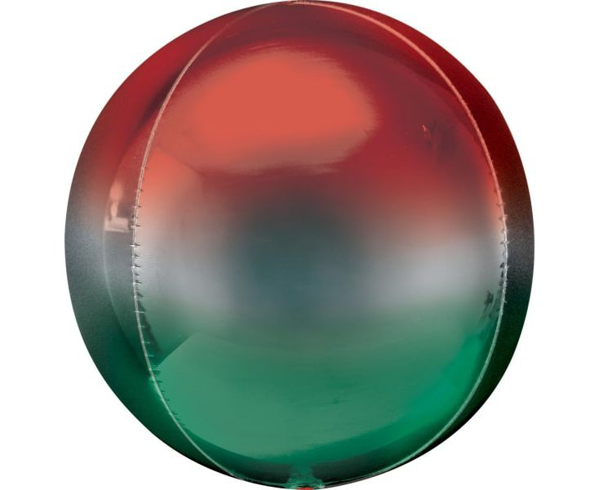 Μπαλόνι foil στρόγγυλη μπάλα ombre κόκκινο - πράσινο