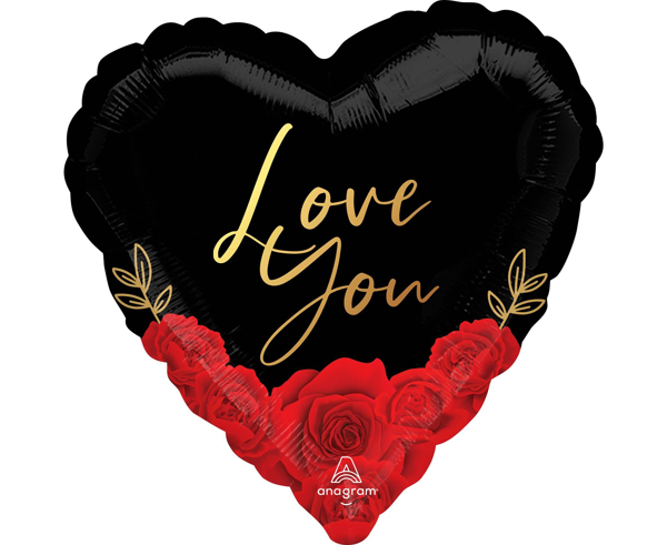 Picture of Heart Foil Balloon - Love you  with roses 