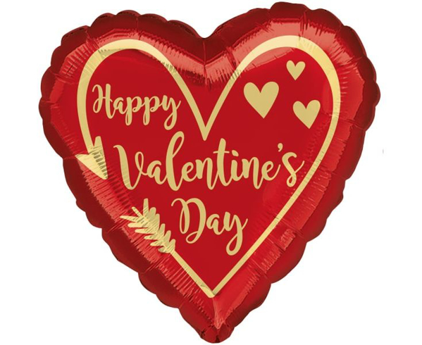Μπαλόνι Foil σε σχήμα Καρδιά - Happy Valentine's Day βέλος