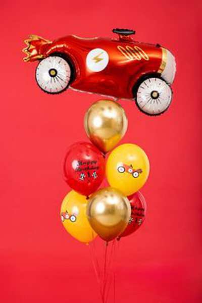 Σύνθεση μπαλονιών με ήλιο - Αγωνιστικό αυτοκίνητο (6τμχ latex + 1 foil αυτοκίνητο)