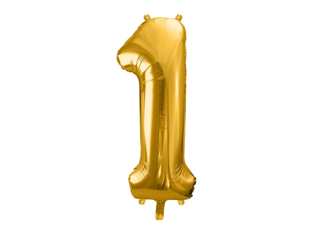Picture of Foil balloon number 1 gold 86cm with helium 