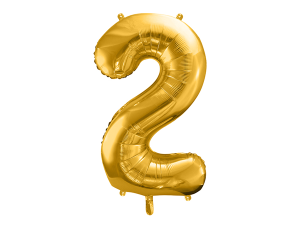 Picture of Foil balloon number 2 gold 86cm with helium 