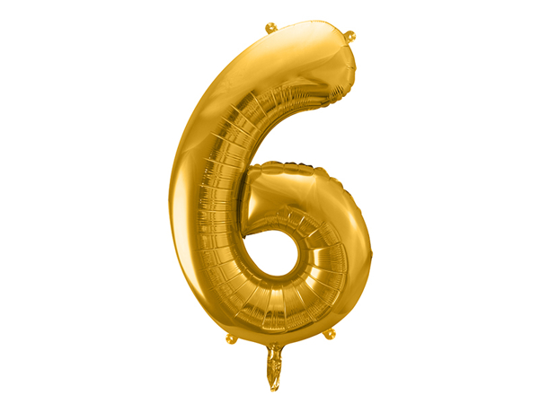 Picture of Foil balloon number 6 gold 86cm with helium 