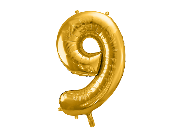 Picture of Foil balloon number 9 gold 86cm with helium 