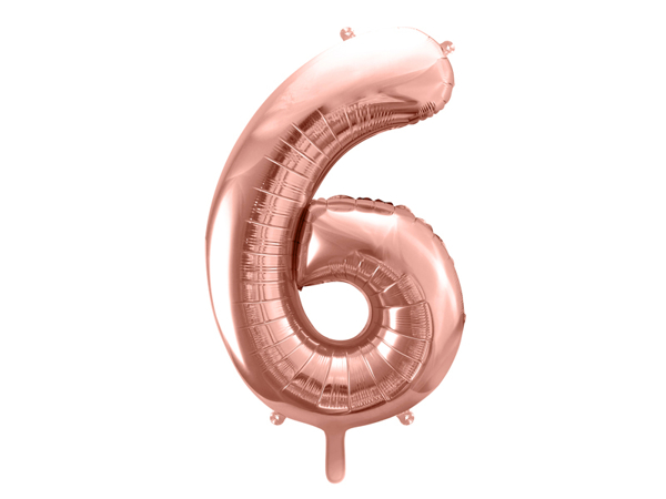 Picture of Foil balloon number 6 rose gold 86cm with helium 