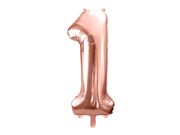 Picture of Foil balloon number 1 rose gold 86cm with helium 
