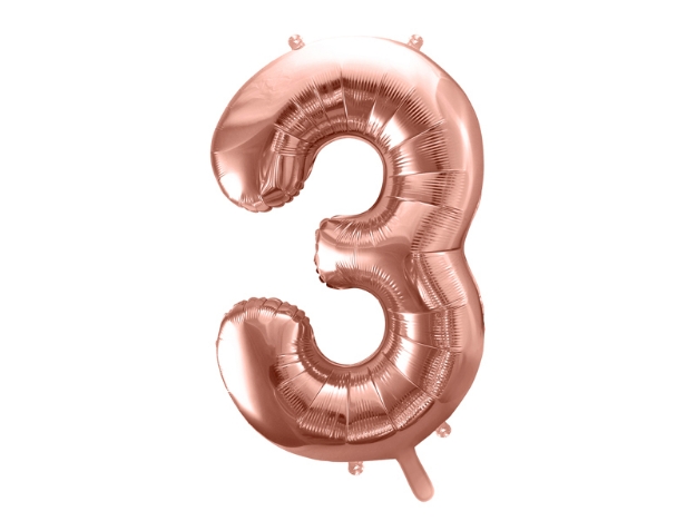 Picture of Foil balloon number 3 rose gold 86cm with helium 