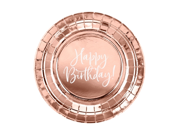 Picture of Side paper plates - Happy birthday rose gold  (6pcs)