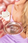 Χάρτινα πιάτα γλυκού - Happy birthday ροζ χρυσό (6τμχ)