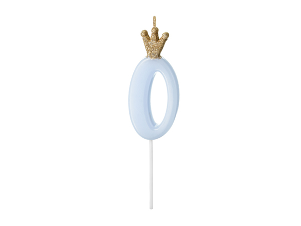 Picture of Pastel light blue candle 0 with crown