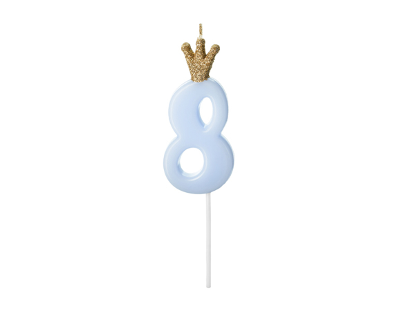 Picture of Pastel light blue candle 8 with crown