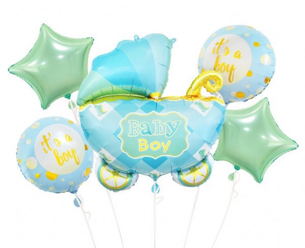 Picture of Balloon bouquet  filled with helium - It 's a boy (5 balloons)