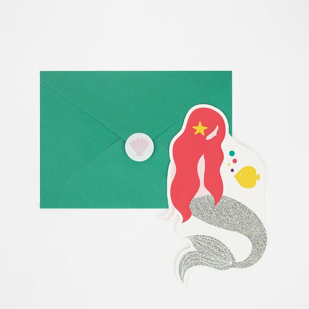 Picture of Party invitations with envelopes - Mermaid (8pcs)