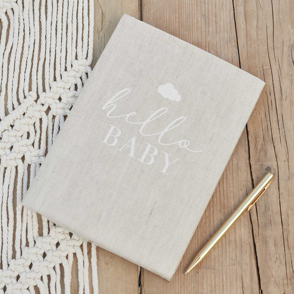 Picture of Hello Baby Neutral Linen Baby Journal Book