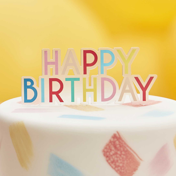 Διακοσμητικό τούρτας - Happy Birthday πολύχρωμο