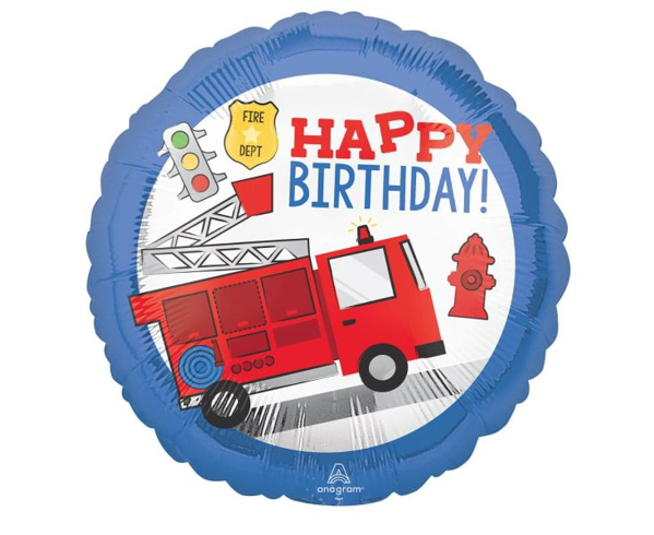 Picture of Foil balloon Fire truck - Happy birthday 