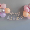 Γιρλάντα Happy Birthday παστέλ με μπαλόνια