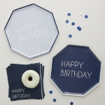 Picture of Dinner paper Plates - Happy Birthday navy & light blue (8pcs)