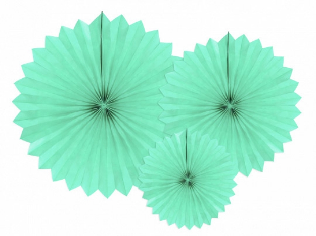 Picture of Mint Tissue Fan Decorations (set 3)