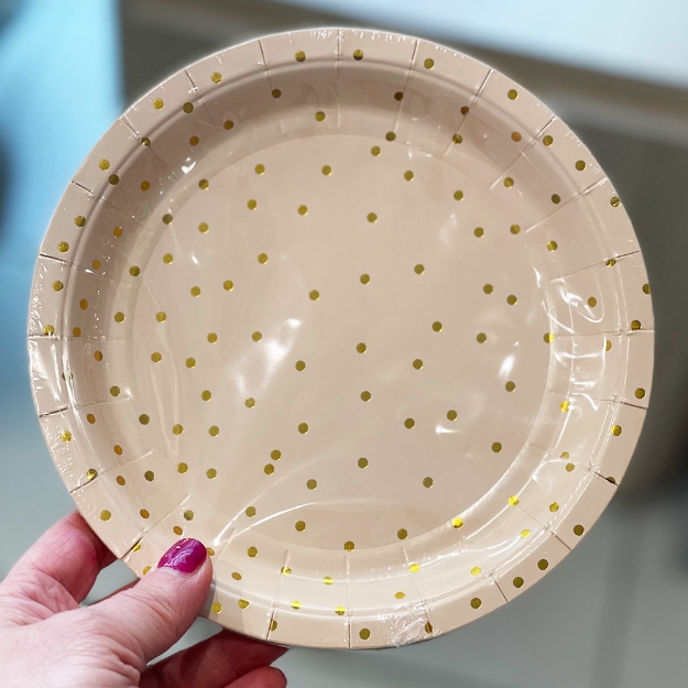 Picture of Side paper plates - Nude with gold polka dots (6pcs) 