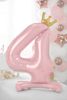 Picture of Foil Balloon Standing Number 4 Pink with crown 84cm