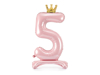 Picture of Foil Balloon Standing Number 5 Pink with crown 84cm