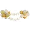 Γιρλάντα Happy Birthday σε sage green απόχρωση με μπαλόνια 