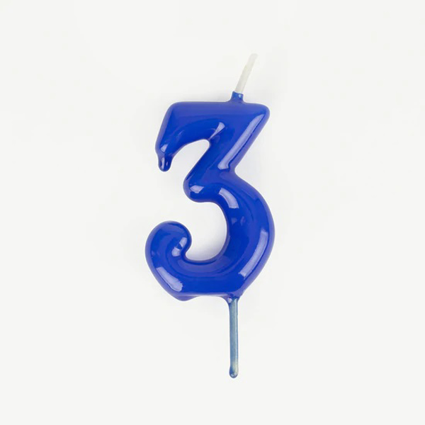 Picture of Dark Blue 3 Number Candle