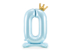 Picture of Foil Balloon Standing Number 0 Light blue with crown 84cm