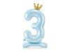 Picture of Foil Balloon Standing Number 3 Light blue with crown 84cm