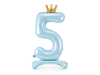 Picture of Foil Balloon Standing Number 5 Light blue with crown 84cm