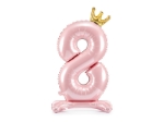 Μπαλόνι foil Standing Αριθμός 8 Ροζ με κορώνα 84εκ.