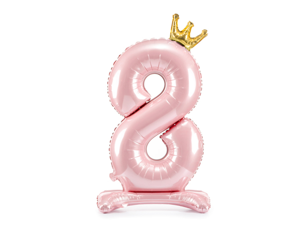 Picture of Foil Balloon Standing Number 8 Pink with crown 84cm