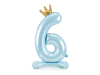 Picture of Foil Balloon Standing Number 6 Light blue with crown 84cm