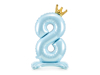 Picture of Foil Balloon Standing Number 8 Light blue with crown 84cm