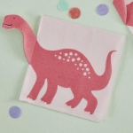 Picture of  Paper cocktail napkins - Pink dinosaur (16pcs)