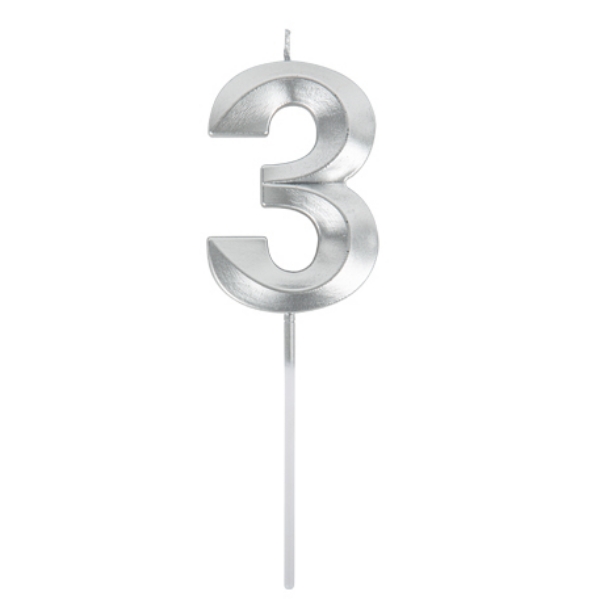 Picture of Silver 3 Number Candle