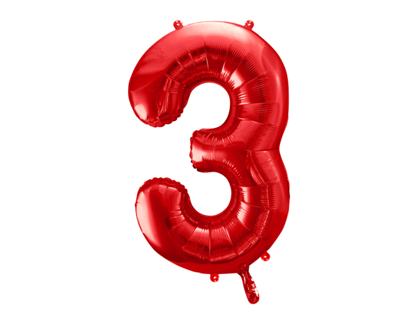 Picture of Foil Balloon Number "3", 86cm, red