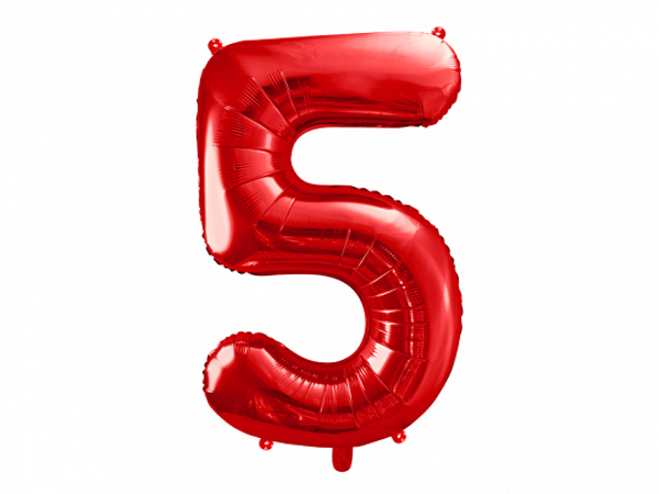 Picture of Foil Balloon Number "5", 86cm, red
