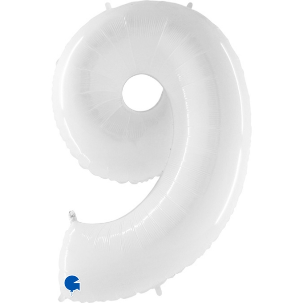 Picture of Foil Balloon Number 9 White 1m