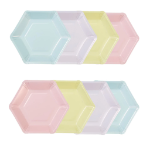 Picture of Dinner paper plates - Pastel hexagonal (8pcs)