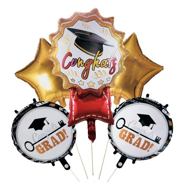 Picture of Balloon bouquet  filled with helium - Graduation (5balloons)