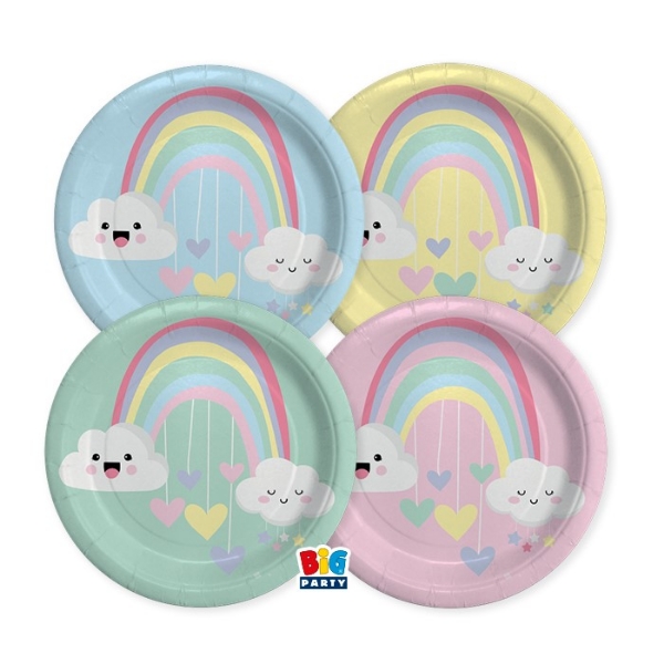 Picture of Dinner paper plates - Clouds and rainbow (8pcs)